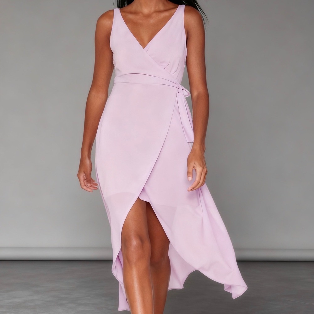 Line & Dot Rona Wrap Dress Mauve High Low Wedding Guest Resort Wear size‎ Large